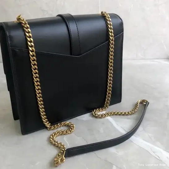 Tony Luxuries LEATHER CHAIN SULPICE BAG MEDIUM IN BURGUNDY YSL 0531